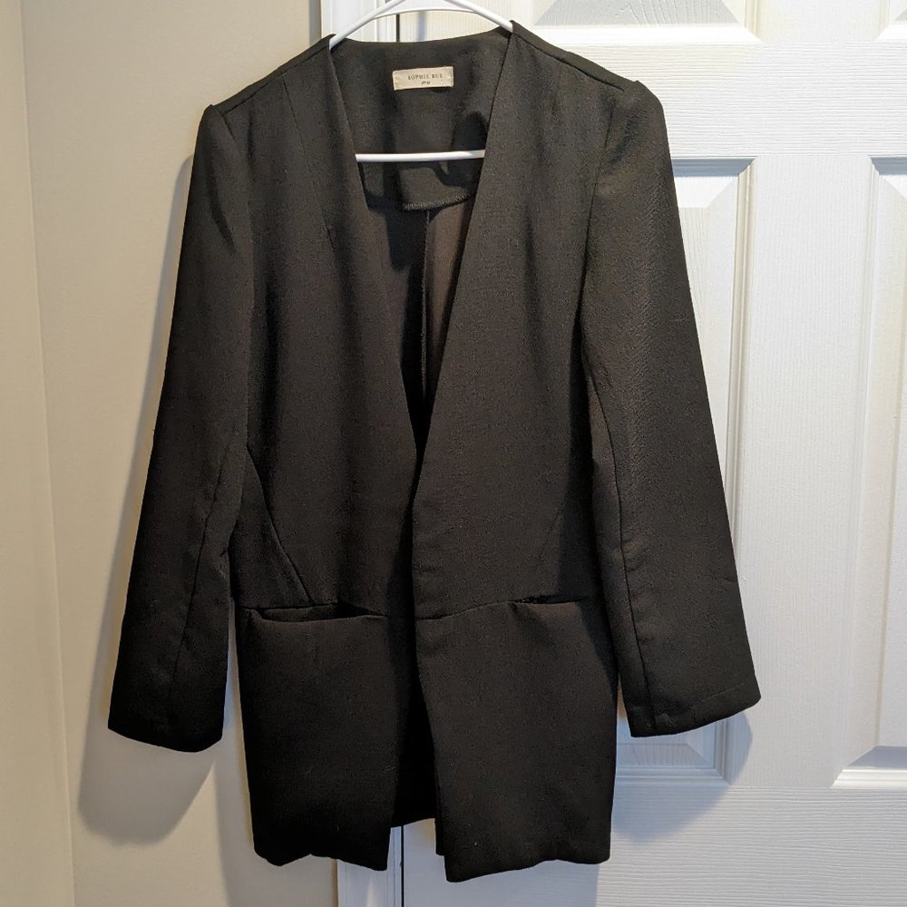 Sophie Rue Black Lightweight Open Front Blazer Size M